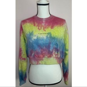 Size S Cropped Tie Dye Crew Neck